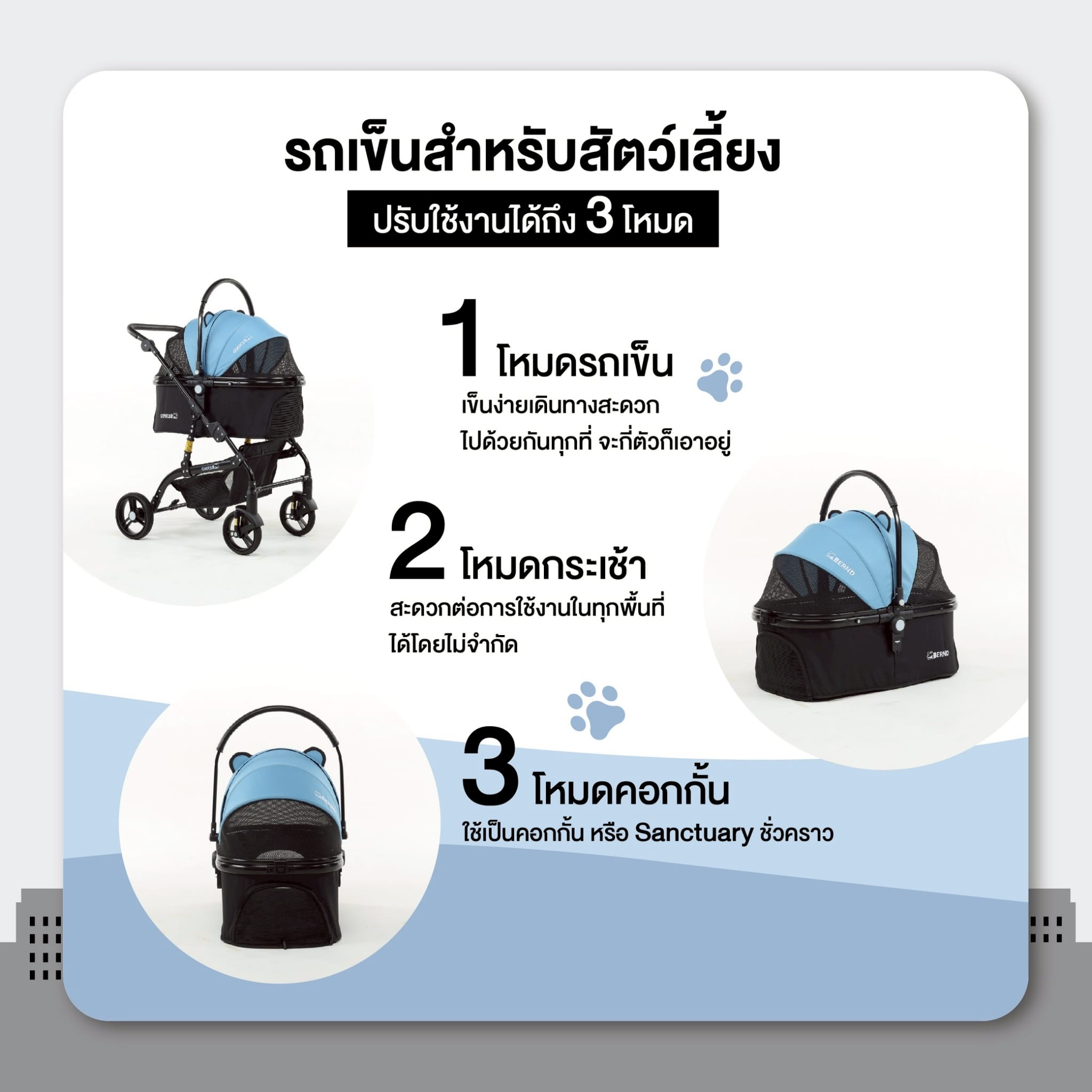 รถเข็นสำหรับสัตว์เลี้ยงแบบ 3 IN1 BERND รุ่น LUNA PET-SACRAMENTO GREEN_2